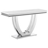 Coaster Adabella U-base Rectangle Sofa Table White and Chrome Model 708539